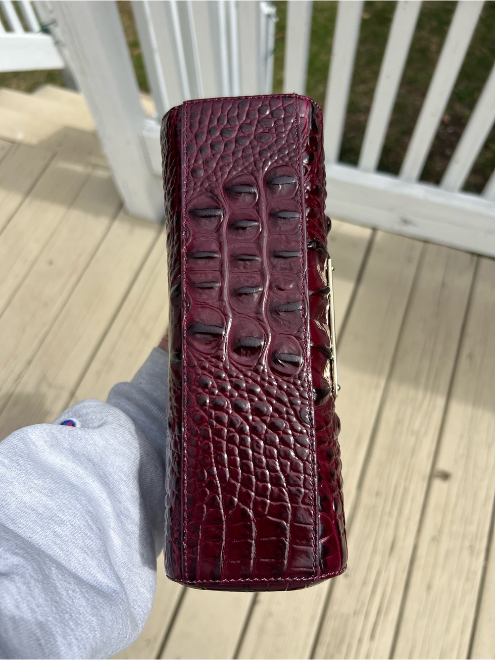 Brahmin Croc-Embossed Shoulder Bag Burgundy - Picture 5 of 16